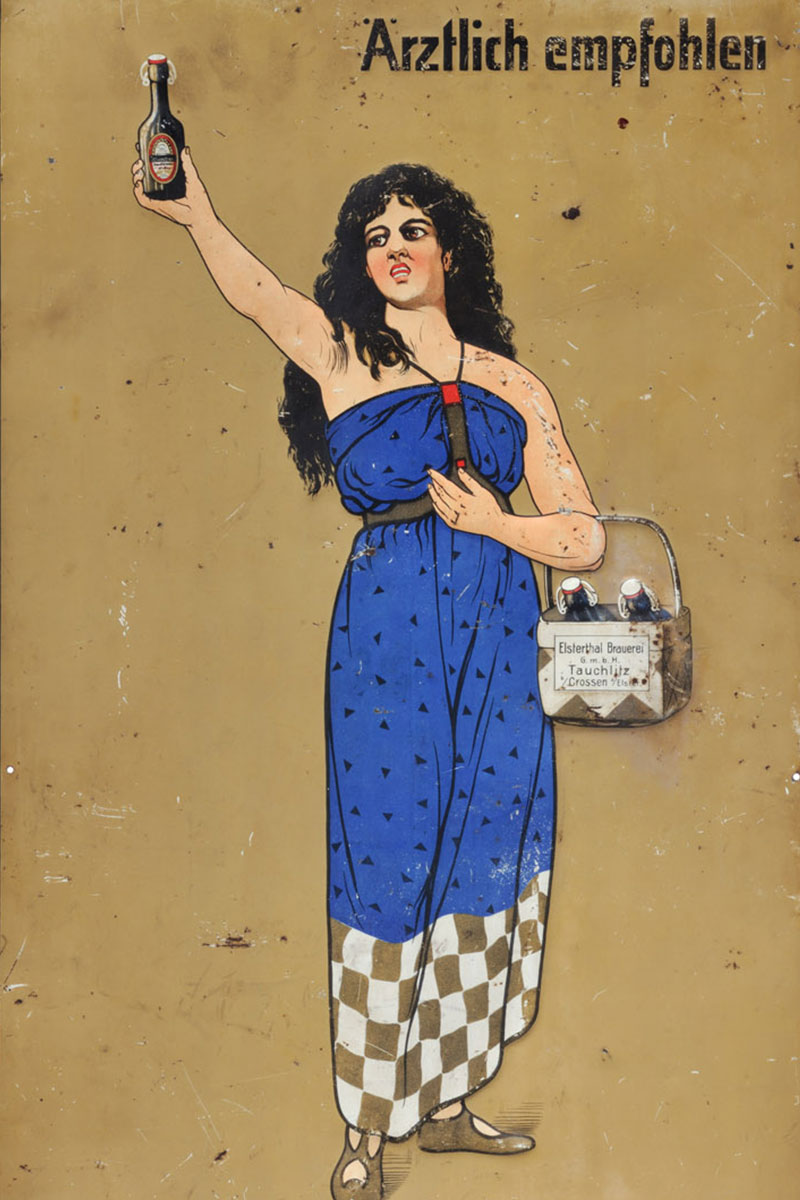 Technoseum Bier Schild Tauchlitzer Schwarzbier 1910 